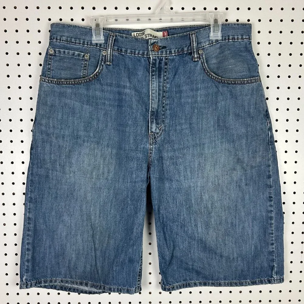 Levi's 569 Loose Straight Jean Shorts Size 36 Streetwear Skater Baggy Distressed - Picture 4 of 8